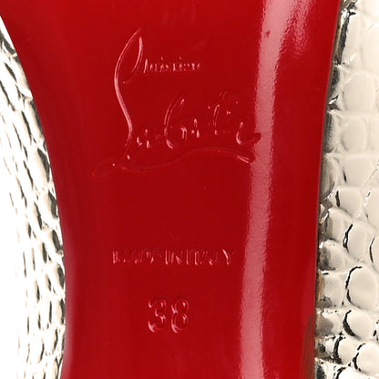 Christian Louboutin Metallo Cocco Clare 80 Pumps 38 Platine 6 of 10