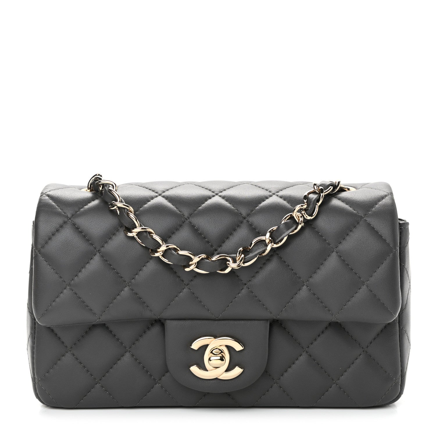 Chanel Lambskin Quilted Mini Rectangular Flap Dark Grey 1 of 11