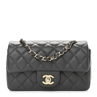Chanel Lambskin Quilted Mini Rectangular Flap Dark Grey 1 of 11