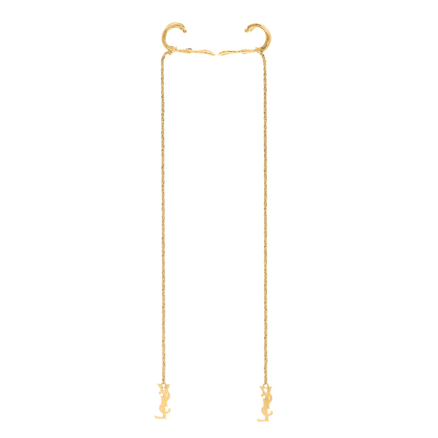 Saint Laurent Metal Opyum Clip On Drop Earrings Gold 3 of 4