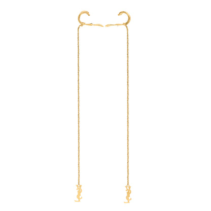 Saint Laurent Metal Opyum Clip On Drop Earrings Gold 3 of 4