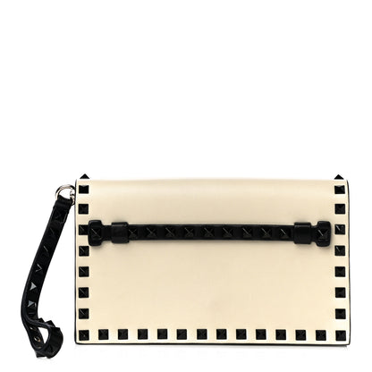 Valentino Garavani Nappa Small Rockstud Wristlet Clutch Light Ivory Black 2 of 10
