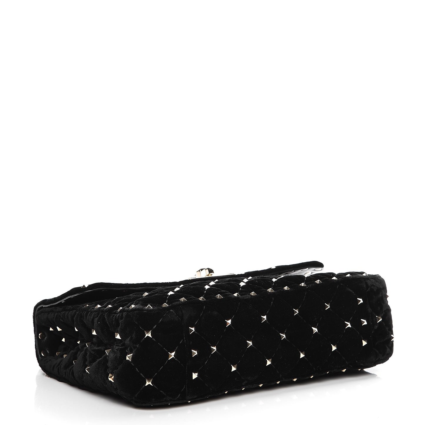 Velvet Medium Rockstud Spike Shoulder Bag Black