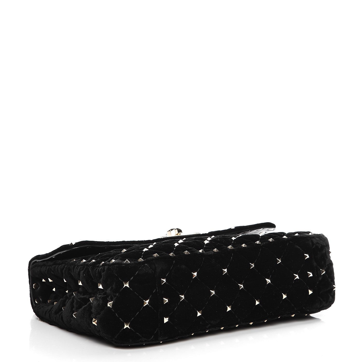 Valentino Garavani Velvet Medium Rockstud Spike Shoulder Bag Black 5 of 9