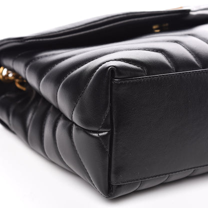 Saint Laurent Calfskin Y Quilted Monogram Small Loulou Chain Satchel Black 8 of 9