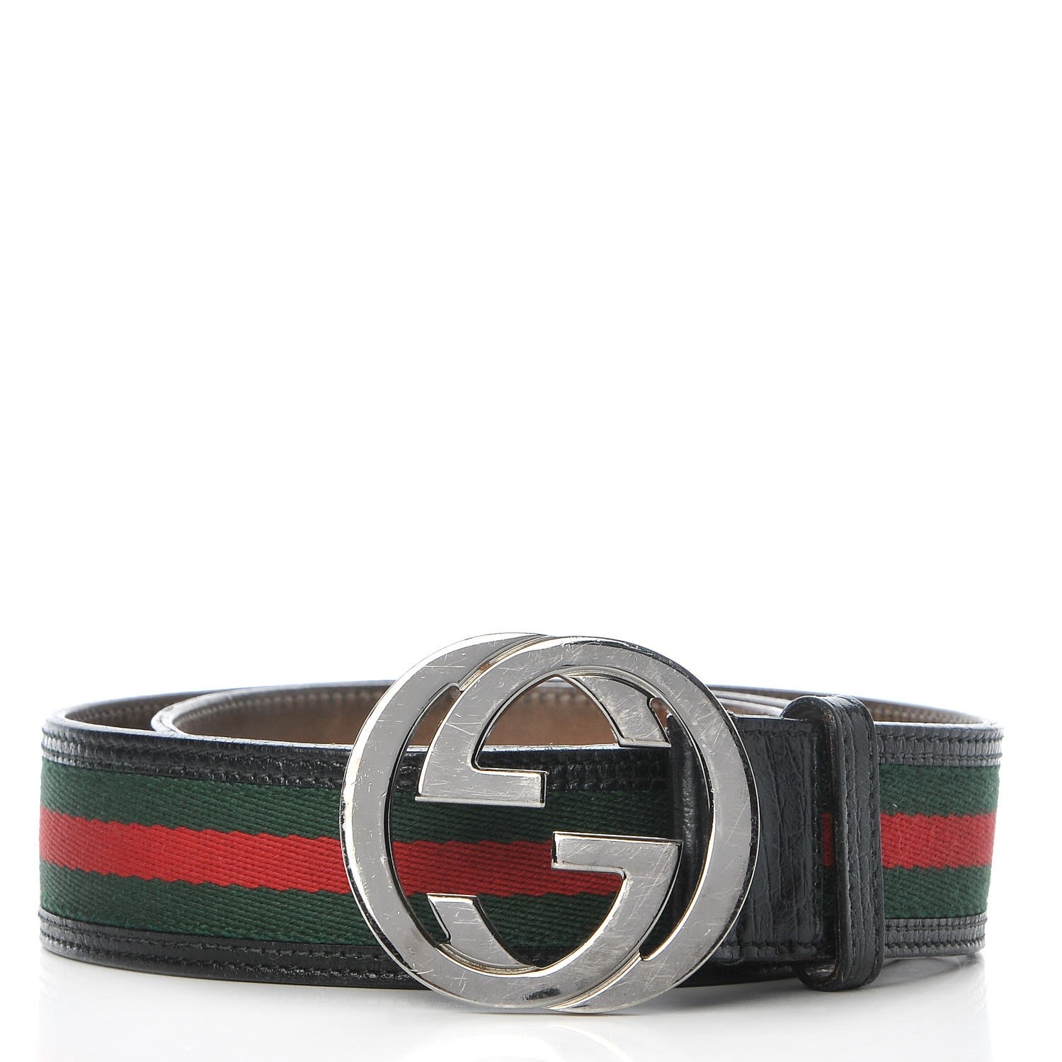 Gucci Calfskin Web Interlocking G Belt 95 38 Black 1 of 8