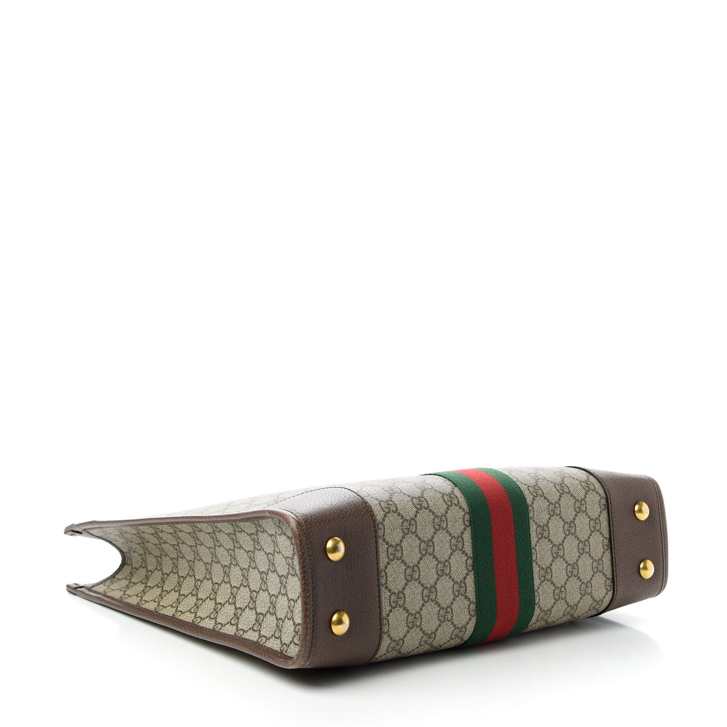 Gucci GG Supreme Monogram Textured Calfskin Web Medium Ophidia Slip Handle Tote Beige Ebony New Acero 4 of 12