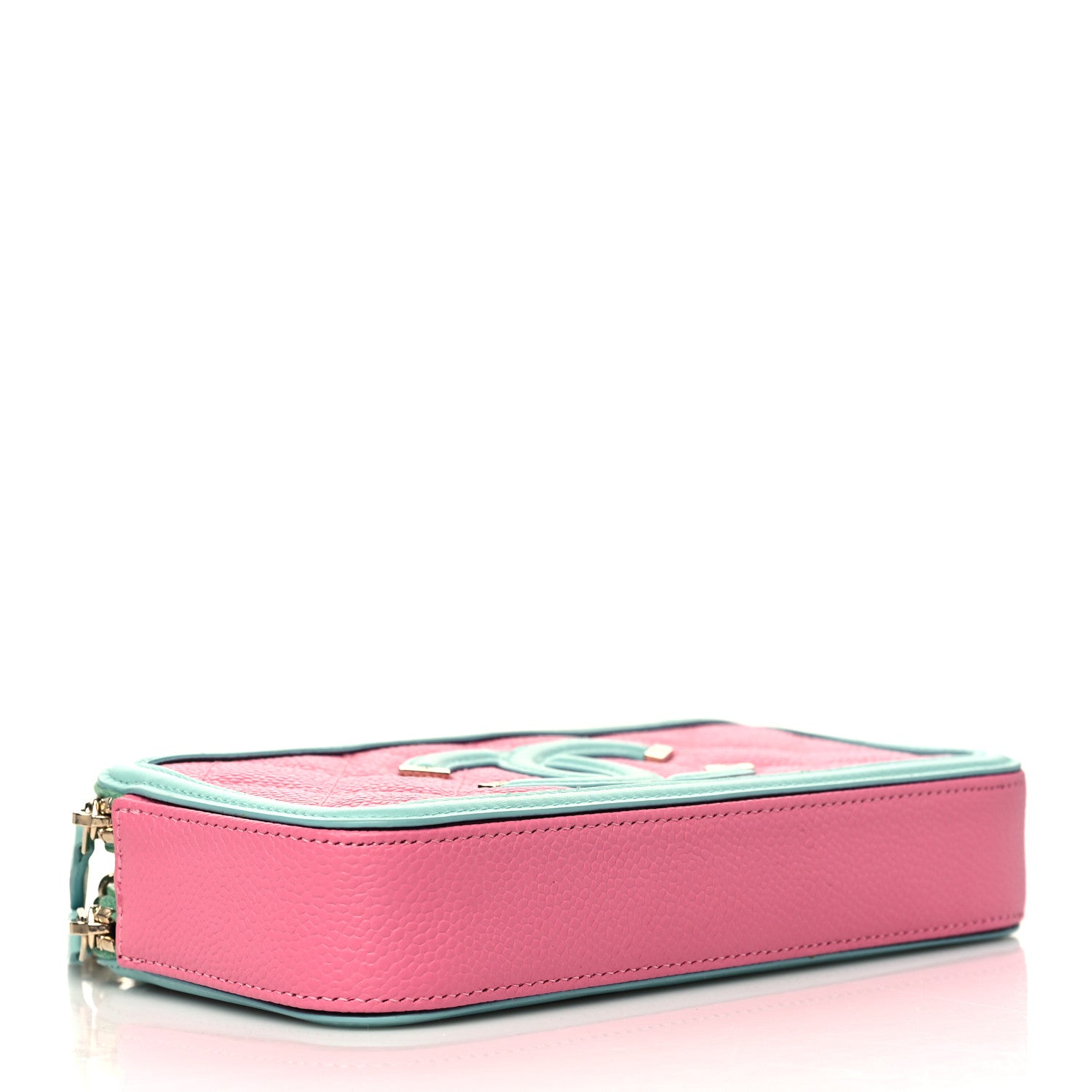 Chanel Caviar Quilted CC Filigree Clutch With Chain Pink Green Blue 4 of 10