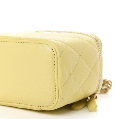 Chanel Caviar Quilted Mini Vanity Case With Chain Yellow 7 of 10
