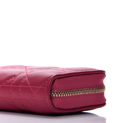 Christian Dior Lambskin Cannage Mini Lady Dior Zip Portemonnaie Fuchsia 8 of 8