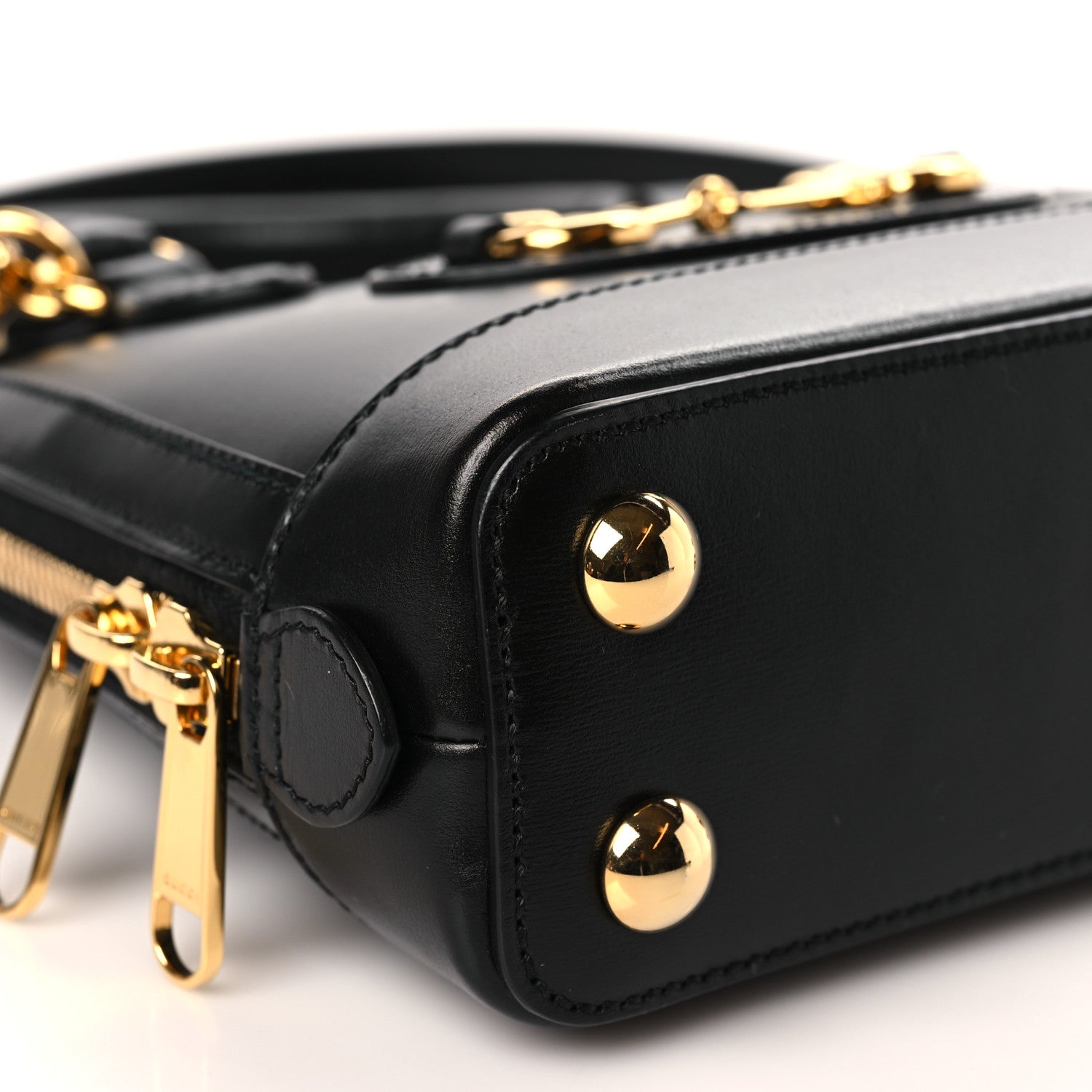 Gucci Boarded Plutone Calfskin Mini Horsebit 1955 Top Handle Bag Black 8 of 9