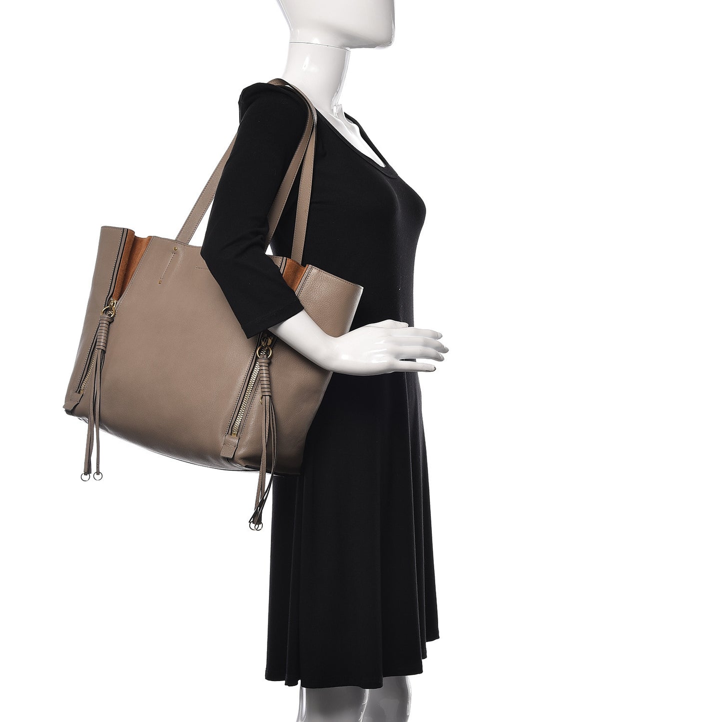 Smooth Calfskin Medium Milo Shopping Tote Motty Grey
