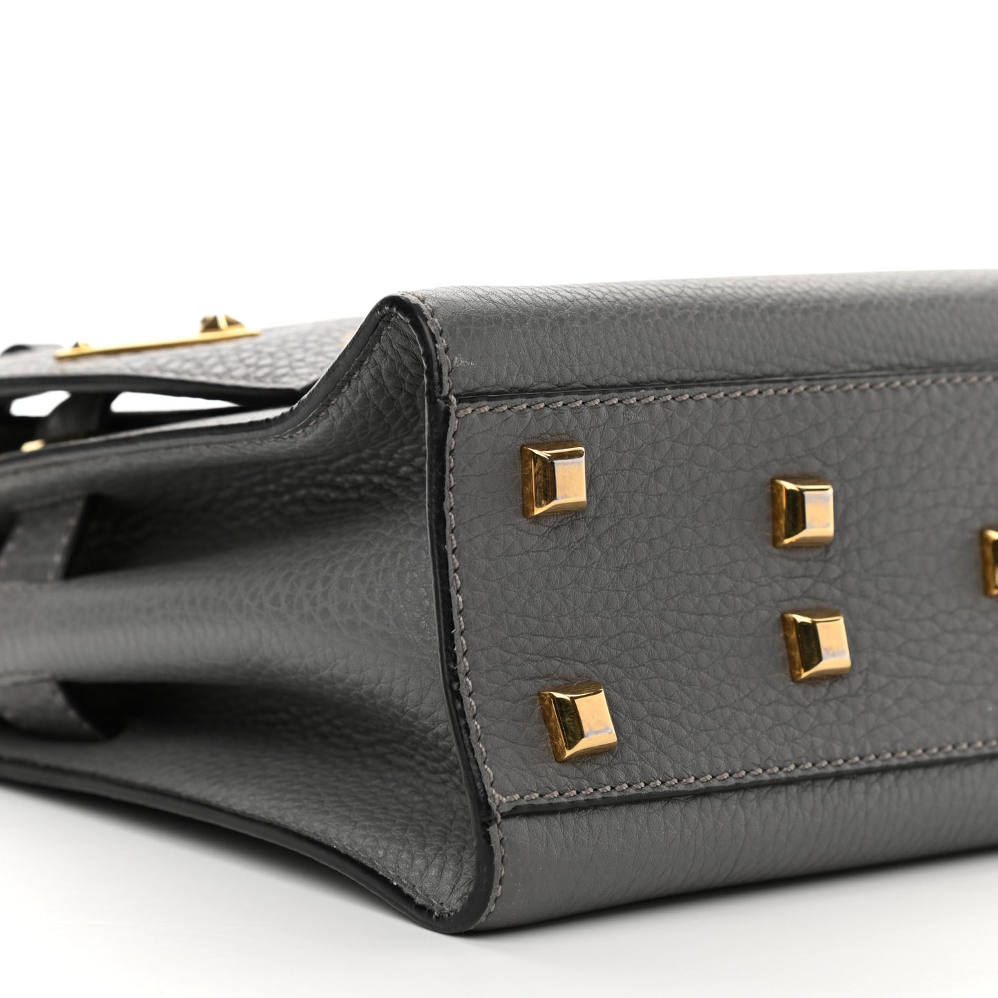 Grained Calfskin Small My Rockstud Frame Bag Gray