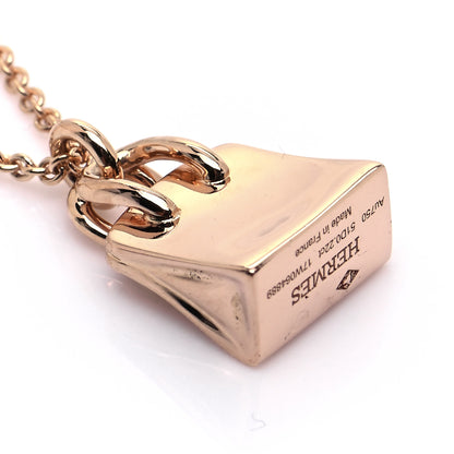 Hermes 18K Rose Gold Diamond Birkin Amulette Pendant Necklace 6 of 8