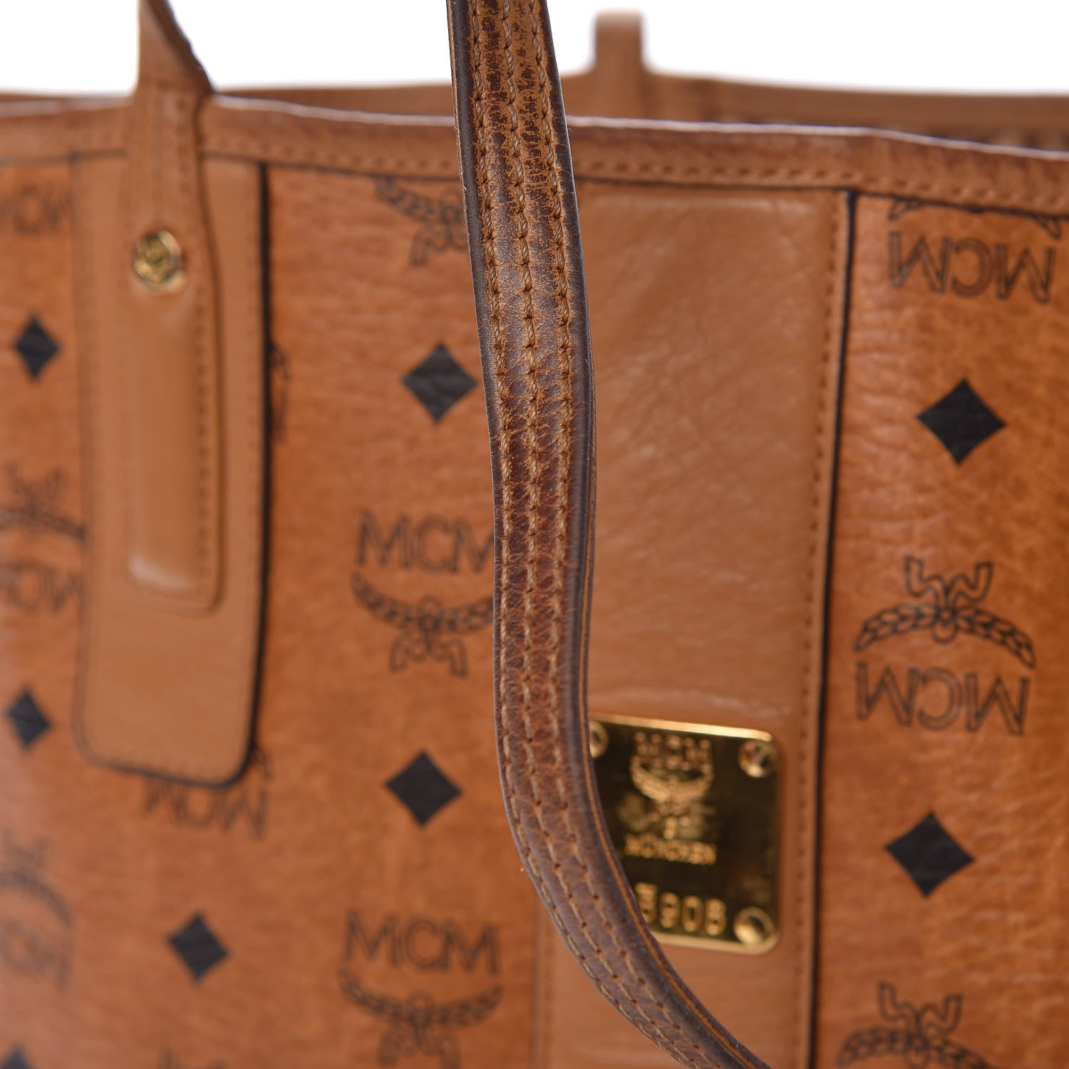 MCM Visetos Medium Liz Reversible Shopper Tote Cognac 17 of 28