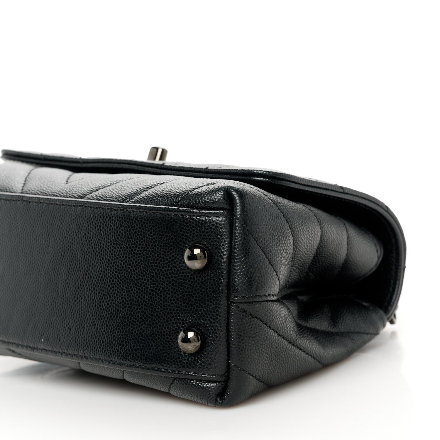 Chanel Caviar Chevron Quilted Extra Mini Coco Handle Flap So Black 11 of 12