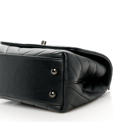 Chanel Caviar Chevron Quilted Extra Mini Coco Handle Flap So Black 11 of 12