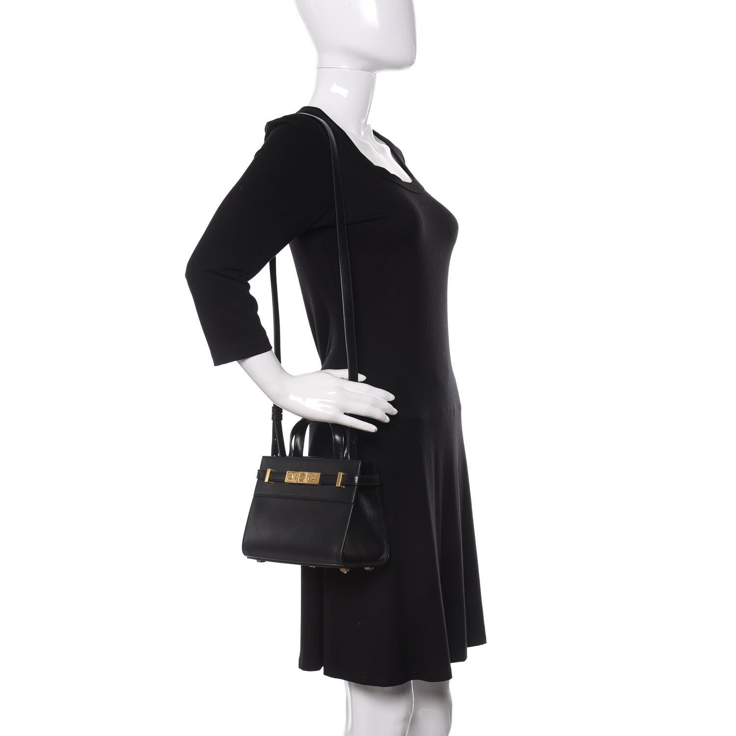 Saint Laurent Smooth Calfskin Manhattan Nano Shopper Tote Black 2 of 9