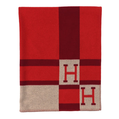 Hermes Wool Cashmere Avalon Bayadere Blanket Rouge 1 of 4