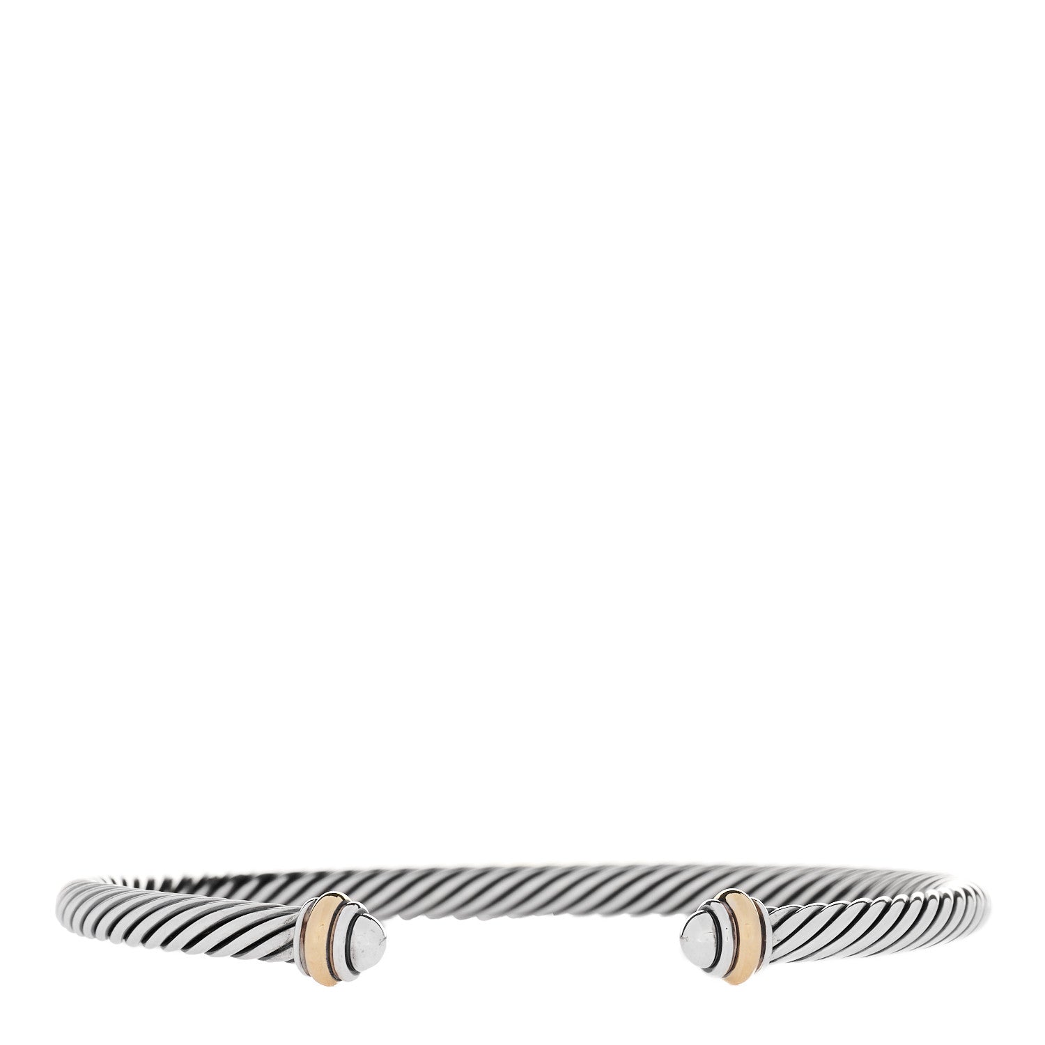 David Yurman Sterling Silver 18K Yellow Gold 4mm Cable Classics Bracelet 1 of 5