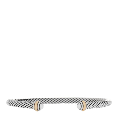 David Yurman Sterling Silver 18K Yellow Gold 4mm Cable Classics Bracelet 1 of 5