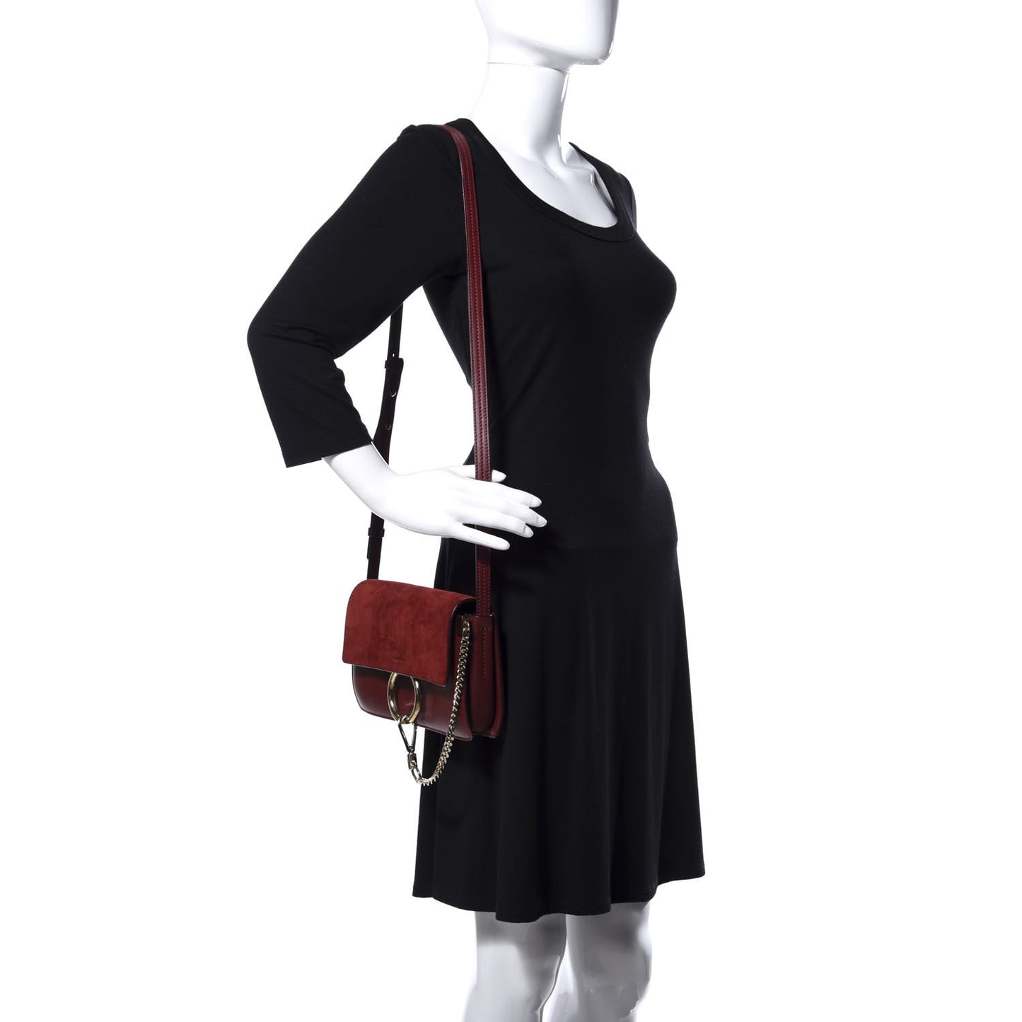 Suede Calfskin Small Faye Shoulder Bag Plum Purple