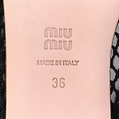 Miu Miu Mesh Fabric Ballerina Flats 36 Black 8 of 12