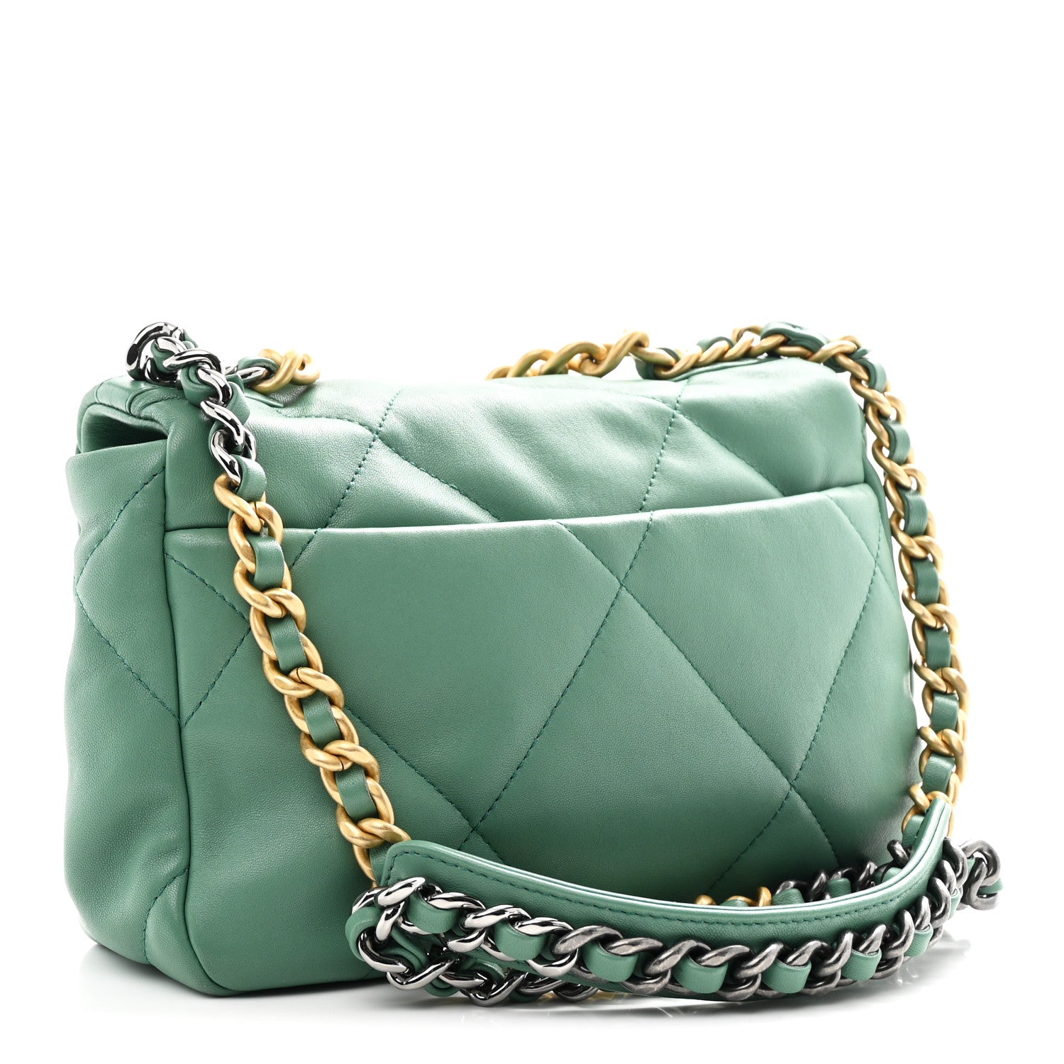 Chanel Lambskin Quilted Medium Chanel 19 Flap Green 3 of 10