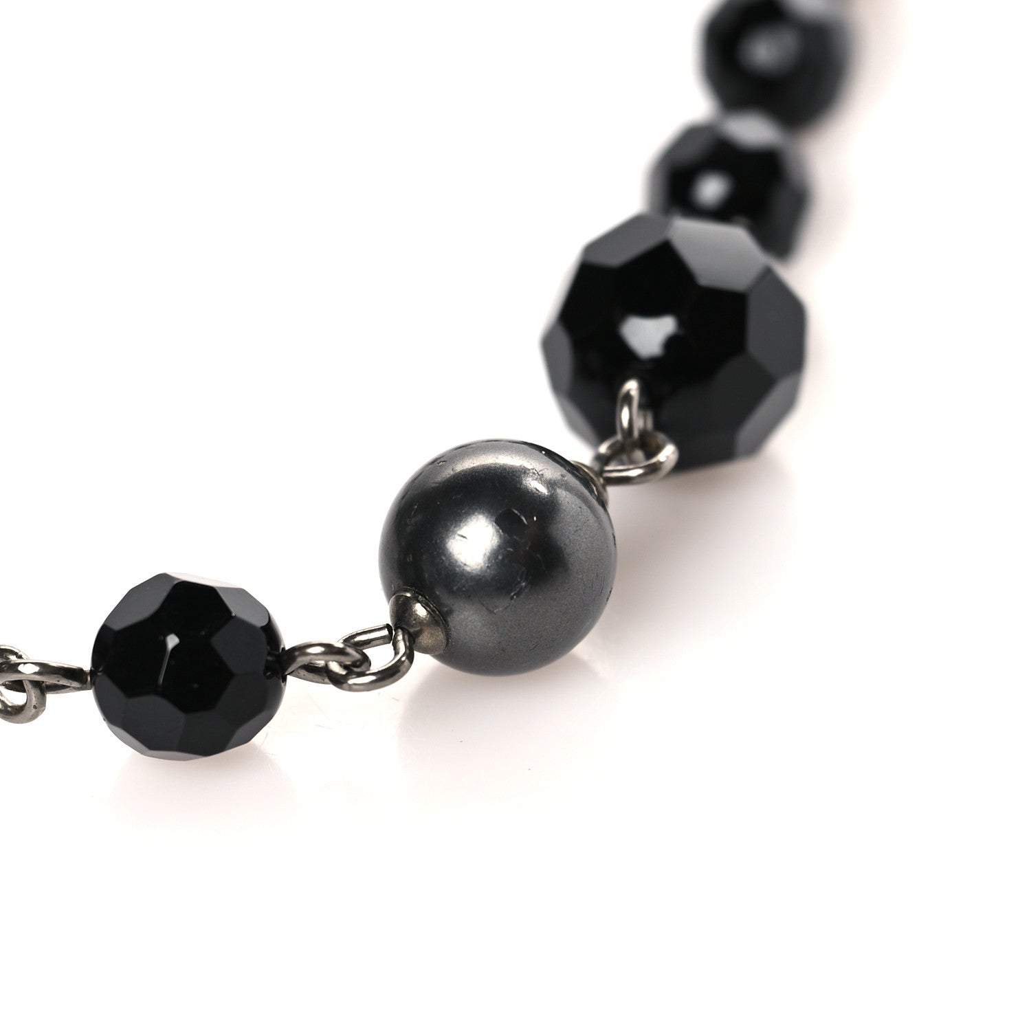 Chanel Ruthenium Pearl Beaded CC Long Necklace Black 7 of 7