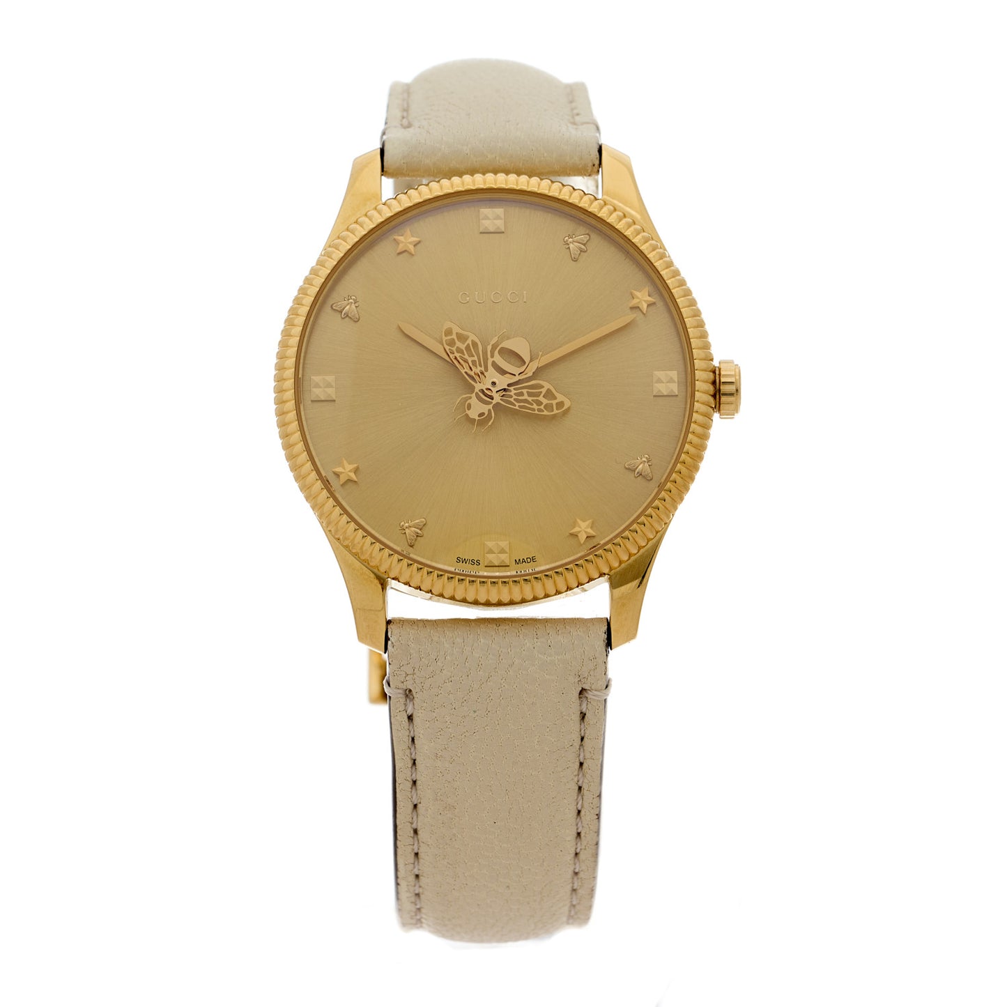 Stainless Steel Calfskin 36mm G-Timeless Bee Quartz Watch White