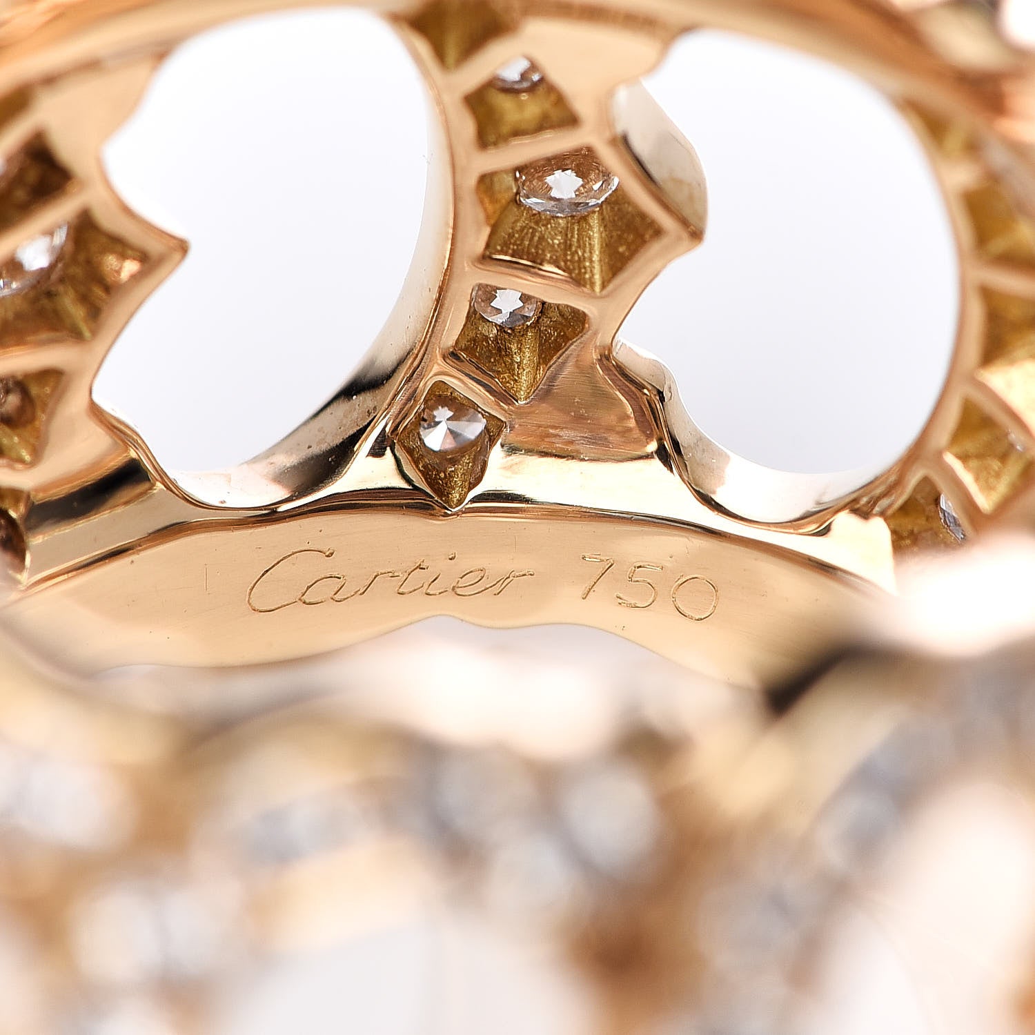 Cartier 18K Yellow Gold Diamond C De Band Ring 55 7.25 4 of 4
