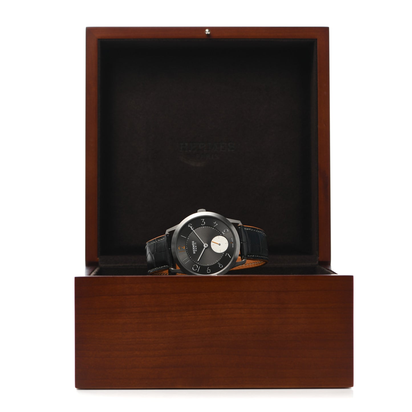 Titanium Alligator 39.5mm Slim D'Hermes Automatic Watch Noir