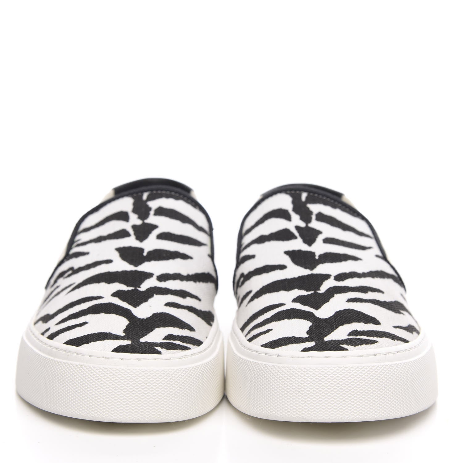 Saint Laurent Canvas Zebra Mens Venice Slip On Sneakers 43.5 Black White 2 of 8