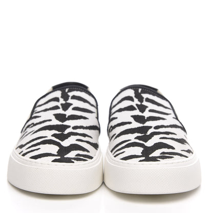 Saint Laurent Canvas Zebra Mens Venice Slip On Sneakers 43.5 Black White 2 of 8