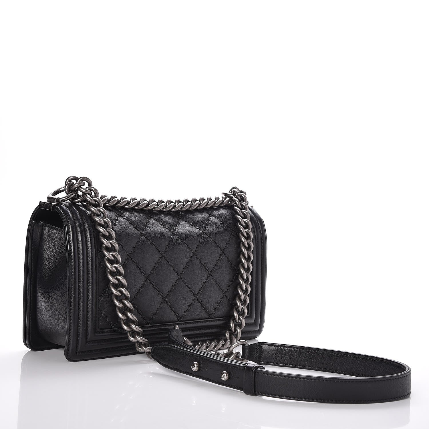 Chanel Calfskin Double Stitch Medium Boy Flap Black 4 of 9