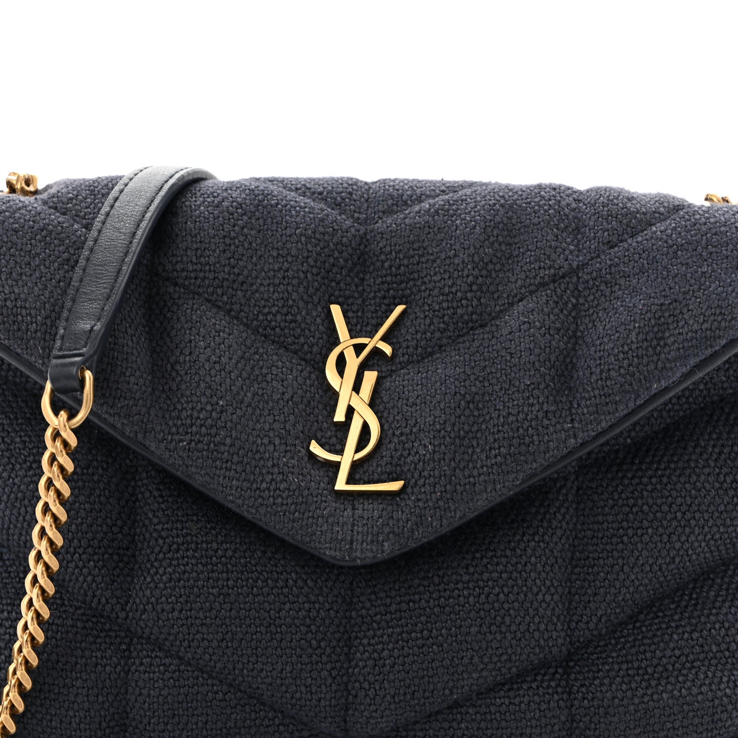 Canvas Quilted Toy Loulou Puffer Monogram Chain Satchel Deep Marine
