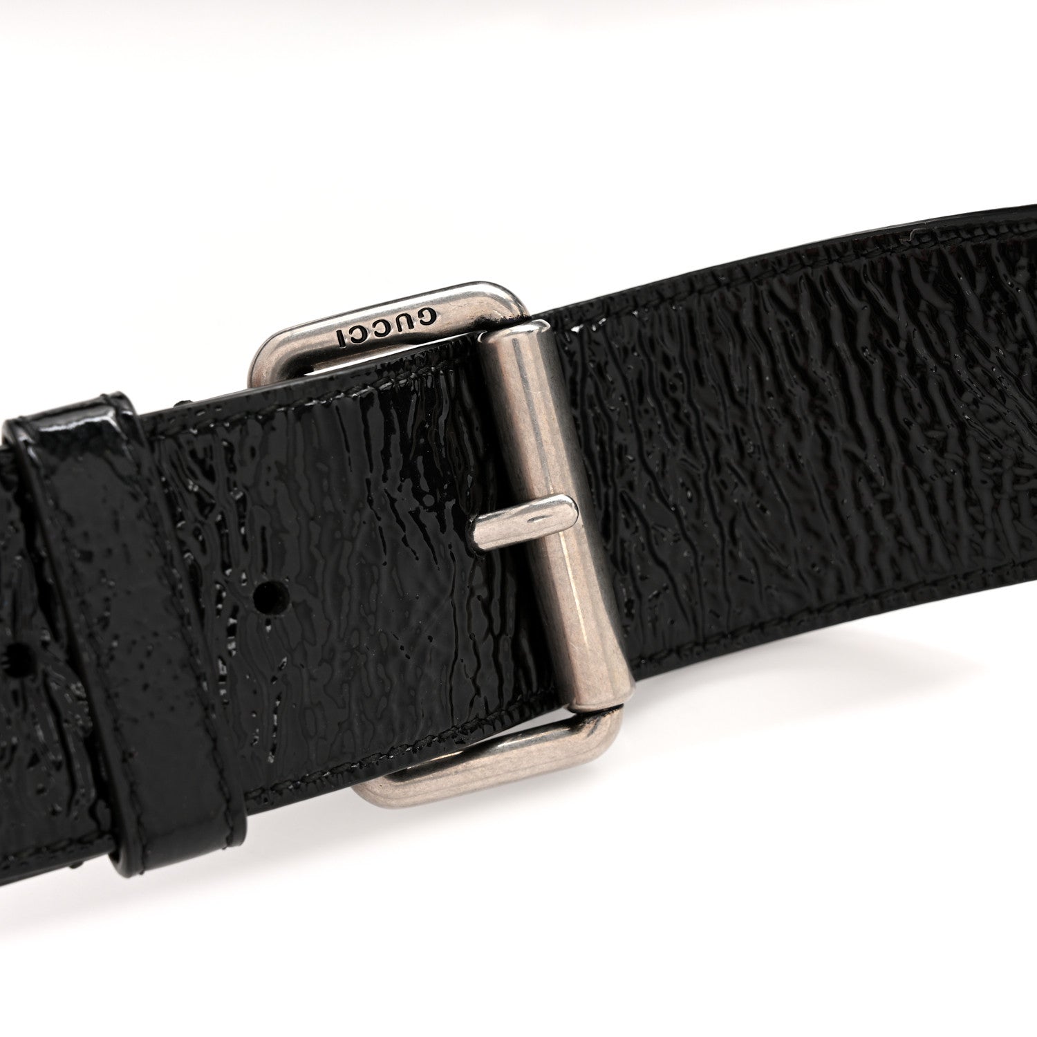 Gucci Patent Rubber Game Patch Logo Belt Bag 95 38 Black 12 of 14
