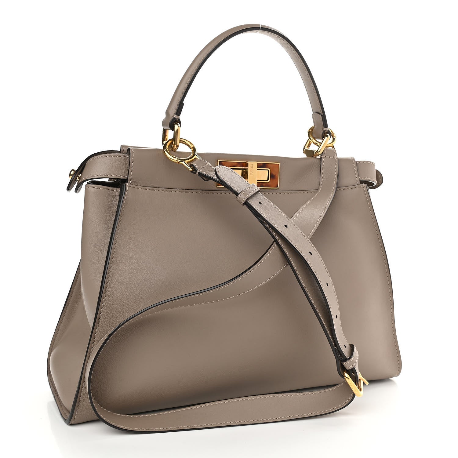 Fendi Vitello Seta Plexiglass Tortoise Medium Peekaboo Iconic Satchel Tortora 3 of 13