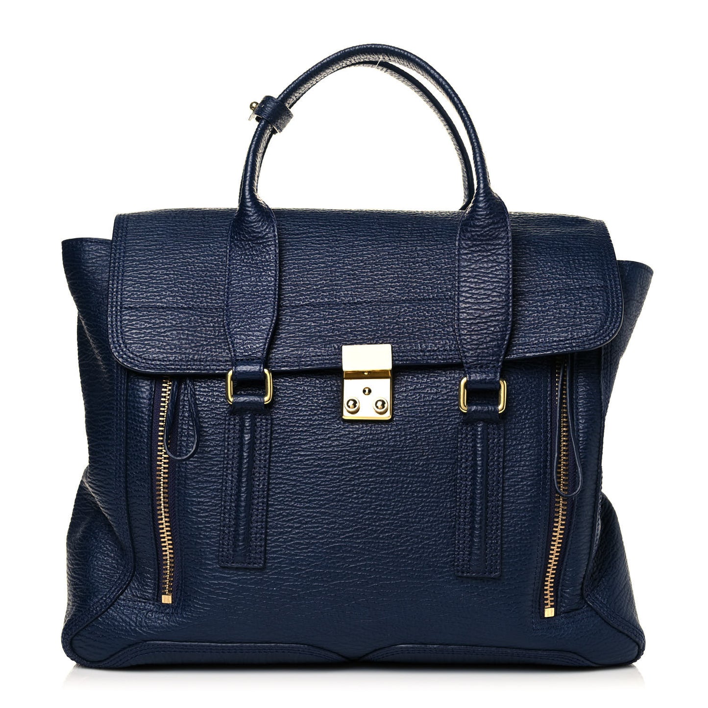 Textured Calfskin Large Pashli Satchel Ink