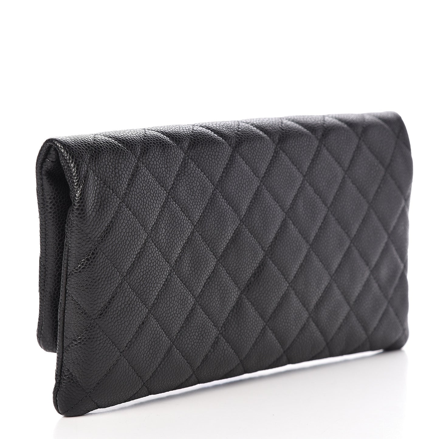 Caviar Quilted CC Beauty Clutch Black