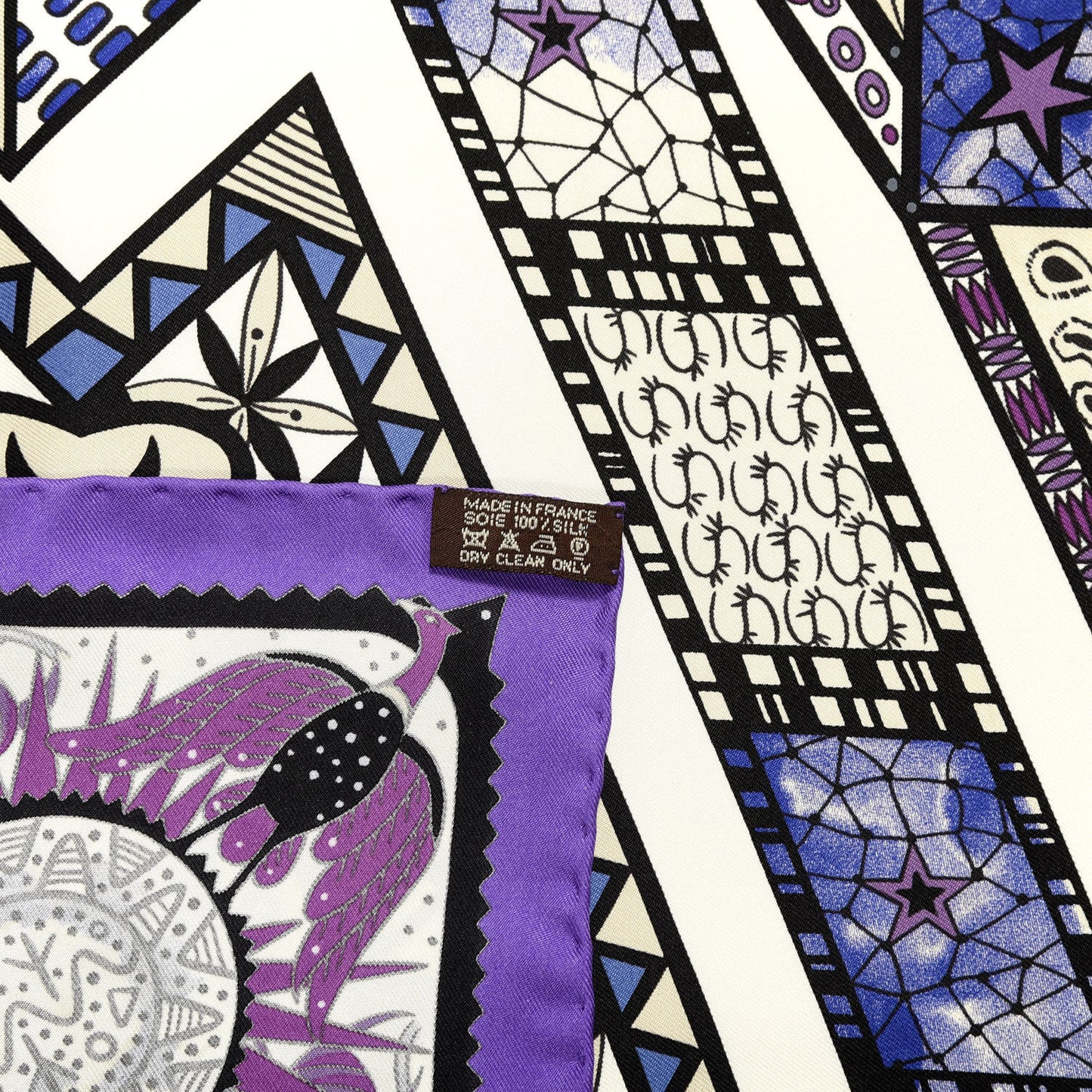 Silk Ors Blues d'Afrique Scarf 90 Violet Blanc Parme