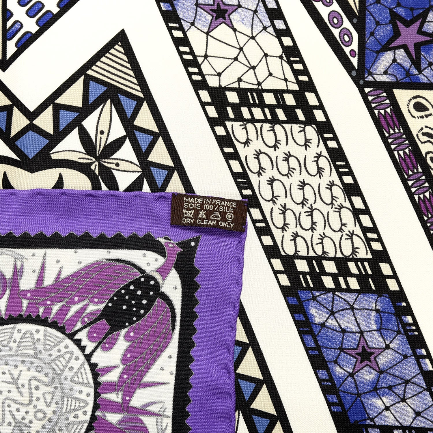 Hermes Silk Ors Blues d'Afrique Scarf 90 Violet Blanc Parme 4 of 4