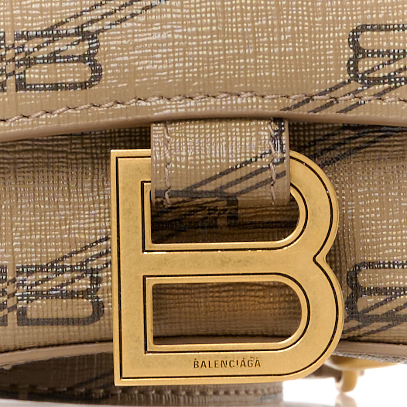 Balenciaga Coated Canvas BB Monogram Hourglass Top Handle Bag XS Beige Brown 9 of 11