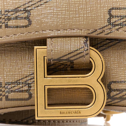 Balenciaga Coated Canvas BB Monogram Hourglass Top Handle Bag XS Beige Brown 9 of 11