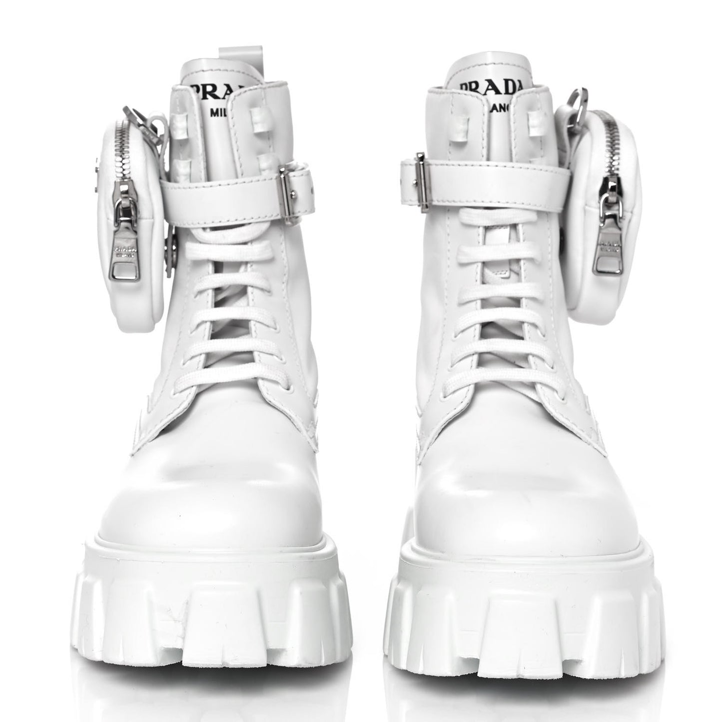 Spazzolato Rois Re-Nylon Metal Triangle Logo Monolith Pouch Pocket 55mm Boots 37.5 White
