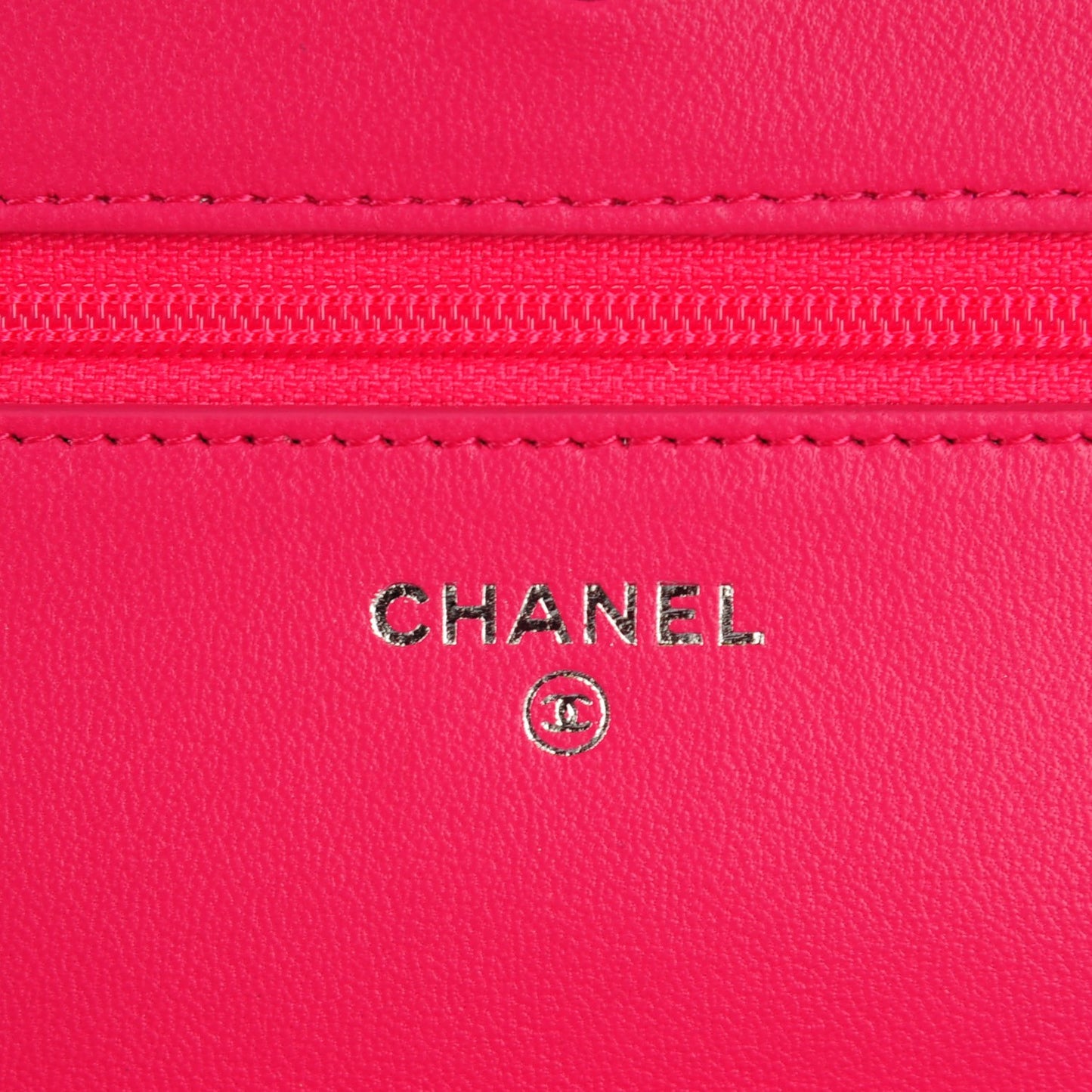 Lambskin Quilted Wallet On Chain WOC Dark Pink