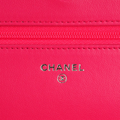 Chanel Lambskin Quilted Wallet On Chain WOC Dark Pink 6 of 8