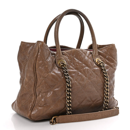 Chanel Glazed Caviar Quilted Small Shiva Tote Beige 3 of 15