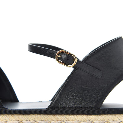 Fendi Nappa FF Embossed Espadrille Platform Sandals 37 Black 10 of 12