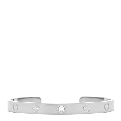 Cartier 18K White Gold 1 Diamond LOVE Cuff Bracelet 17 1 of 5
